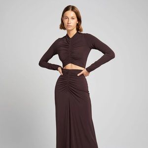 A.L.C Ansel Ruched Brown Cropped Shirt